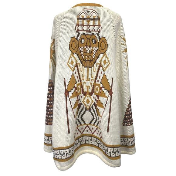 Vintage 70s Sturbridge Aztec Poncho Sweater Womens L Boho Hippie Heritage Retro - Picture 1 of 11